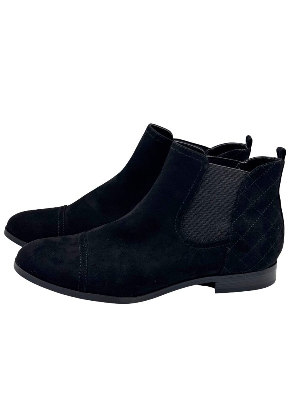 Unisa Untayes Black Chelsea Booties Quilted Textile Pull On Block Heel Size 10M